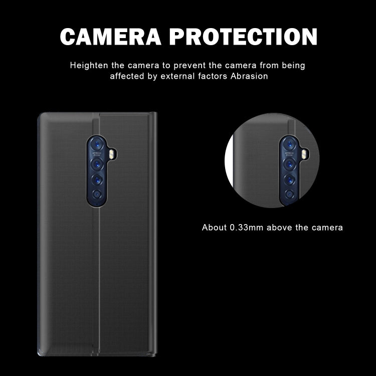 For OPPO A5 2020/A9 2020 Side Display Magnetic Horizontal Flip Plain Texture Cloth + PC Case with Holder & Sleep / Wake-up Function