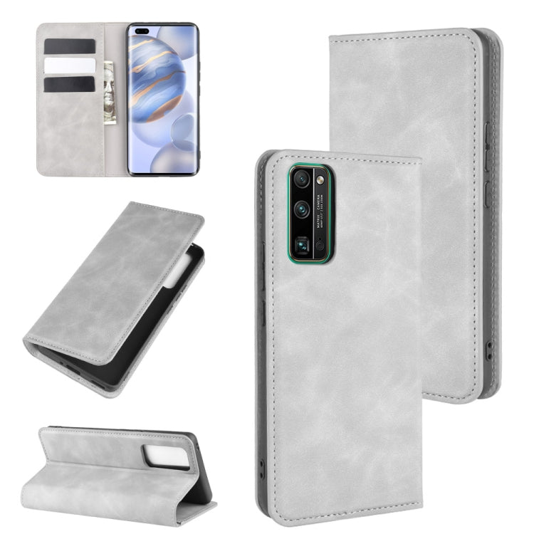 For Huawei Honor 30 Pro Retro-skin Business Magnetic Suction Leather Case with Holder & Card Slots & Wallet