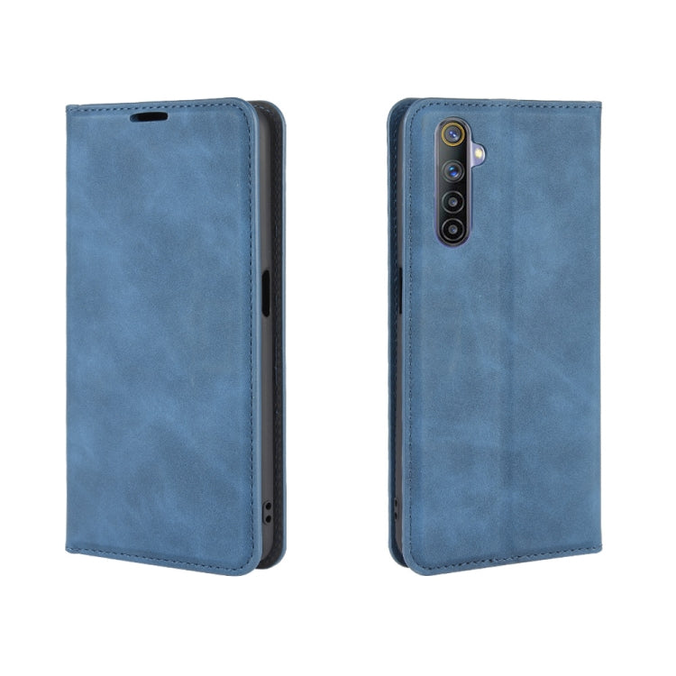 For OPPO Realme 6 Retro-skin Business Magnetic Suction Leather Case with Holder & Card Slots & Wallet