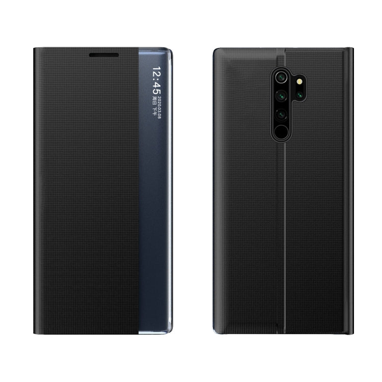 For Xiaomi Redmi Note 8 Pro Side Display Magnetic Horizontal Flip Plain Texture Cloth + PC Case with Holder & Sleep / Wake-up Function