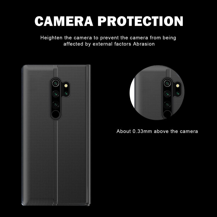 For Xiaomi Redmi Note 8 Pro Side Display Magnetic Horizontal Flip Plain Texture Cloth + PC Case with Holder & Sleep / Wake-up Function