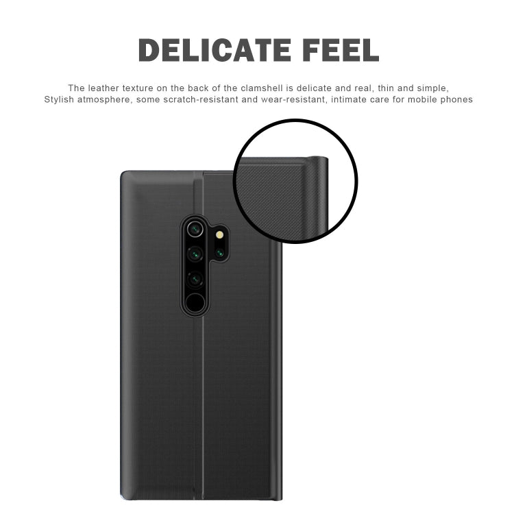 For Xiaomi Redmi Note 8 Pro Side Display Magnetic Horizontal Flip Plain Texture Cloth + PC Case with Holder & Sleep / Wake-up Function