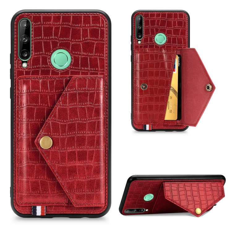 For Huawei Y7P/P40 Lite E Crocodile Pattern Envelope Card Package Phone Case With Magnet And Bracket Function