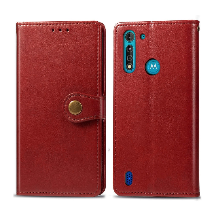 For Moto G8 Power Lite Retro Solid Color Leather Buckle Phone Case with Lanyard & Photo Frame & Card Slot & Wallet & Stand Function
