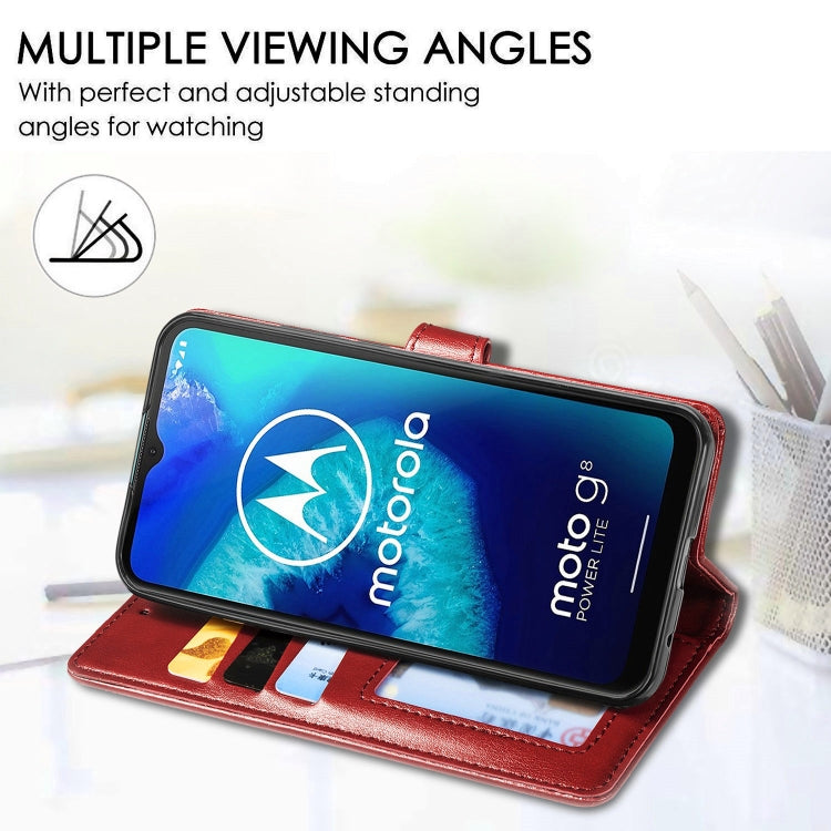For Moto G8 Power Lite Retro Solid Color Leather Buckle Phone Case with Lanyard & Photo Frame & Card Slot & Wallet & Stand Function
