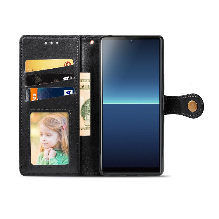 For Sony Xperia L4 Retro Solid Color Leather Buckle Phone Case with Lanyard & Photo Frame & Card Slot & Wallet & Stand Function