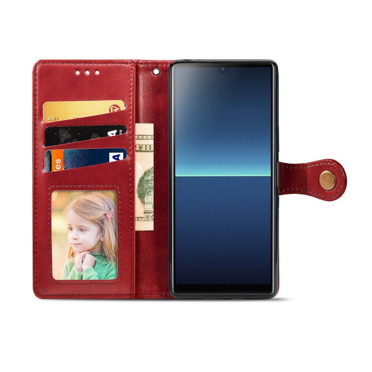 For Sony Xperia L4 Retro Solid Color Leather Buckle Phone Case with Lanyard & Photo Frame & Card Slot & Wallet & Stand Function