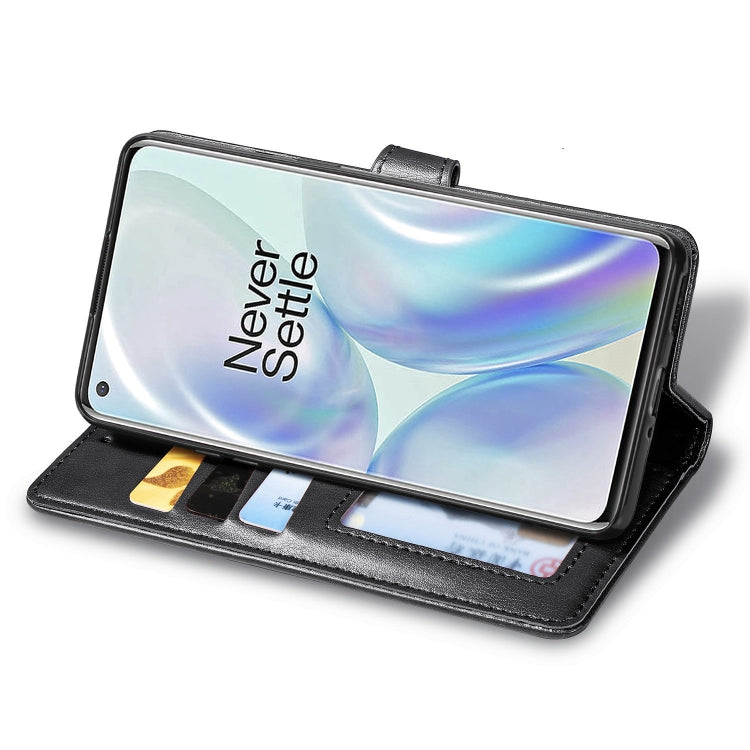 For OnePlus 8 Retro Solid Color Leather Buckle Phone Case with Lanyard & Photo Frame & Card Slot & Wallet & Stand Function