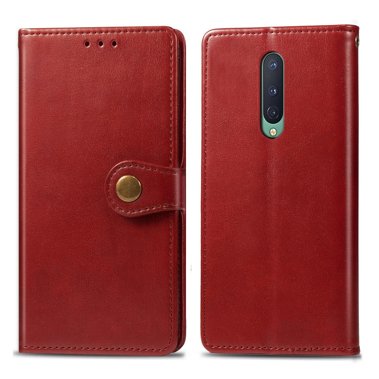 For OnePlus 8 Retro Solid Color Leather Buckle Phone Case with Lanyard & Photo Frame & Card Slot & Wallet & Stand Function