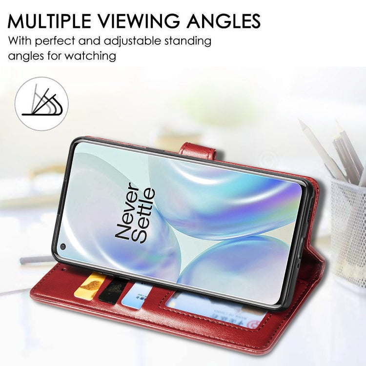 For OnePlus 8 Retro Solid Color Leather Buckle Phone Case with Lanyard & Photo Frame & Card Slot & Wallet & Stand Function