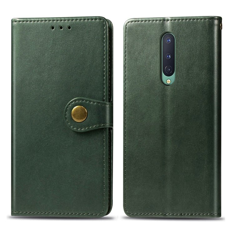 For OnePlus 8 Retro Solid Color Leather Buckle Phone Case with Lanyard & Photo Frame & Card Slot & Wallet & Stand Function