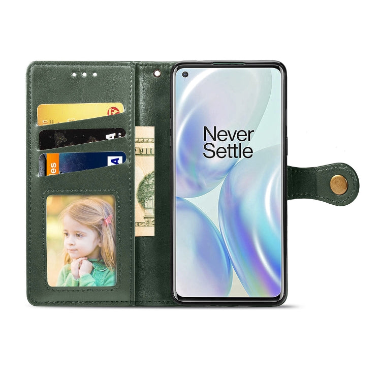 For OnePlus 8 Retro Solid Color Leather Buckle Phone Case with Lanyard & Photo Frame & Card Slot & Wallet & Stand Function