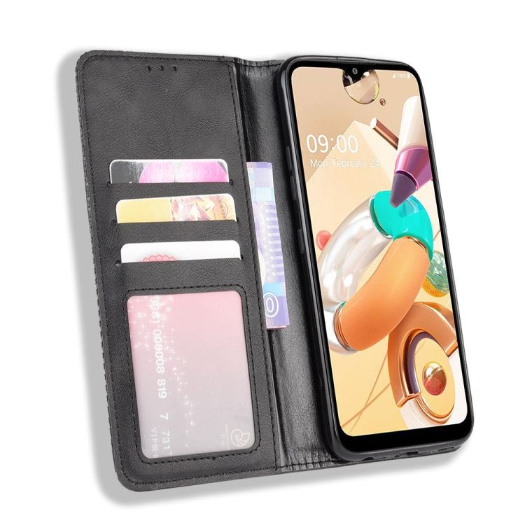 For LG K41S /K51S Magnetic Buckle Retro Crazy Horse Texture Horizontal Flip Leather Case, with Holder & Card Slots & Photo Frame