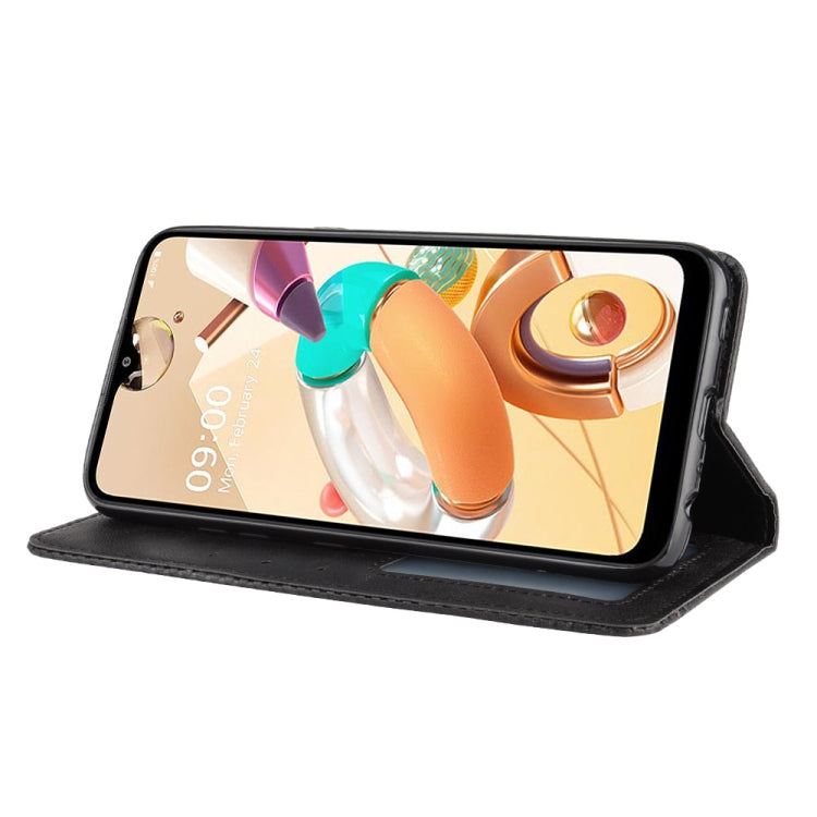 For LG K41S /K51S Magnetic Buckle Retro Crazy Horse Texture Horizontal Flip Leather Case, with Holder & Card Slots & Photo Frame