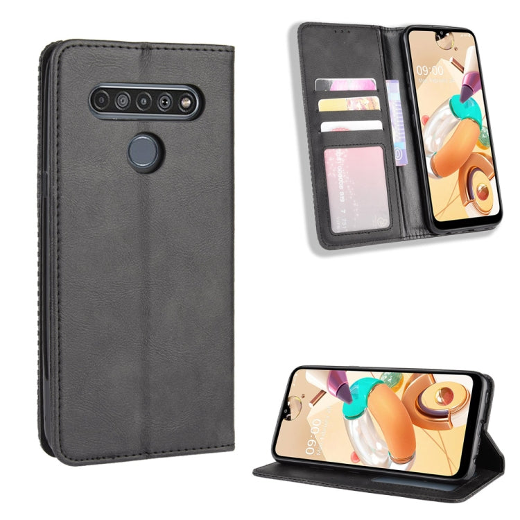 For LG K41S /K51S Magnetic Buckle Retro Crazy Horse Texture Horizontal Flip Leather Case, with Holder & Card Slots & Photo Frame