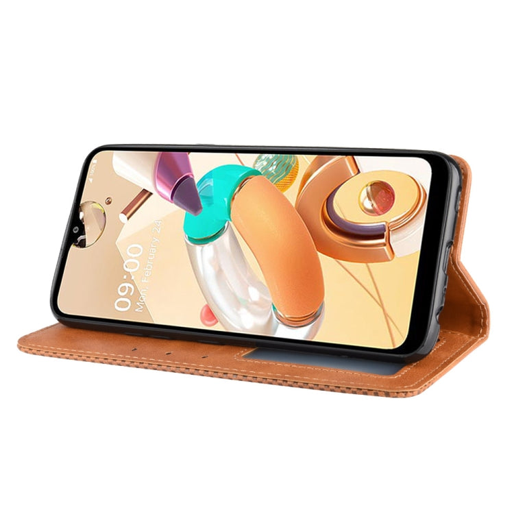 For LG K41S /K51S Magnetic Buckle Retro Crazy Horse Texture Horizontal Flip Leather Case, with Holder & Card Slots & Photo Frame