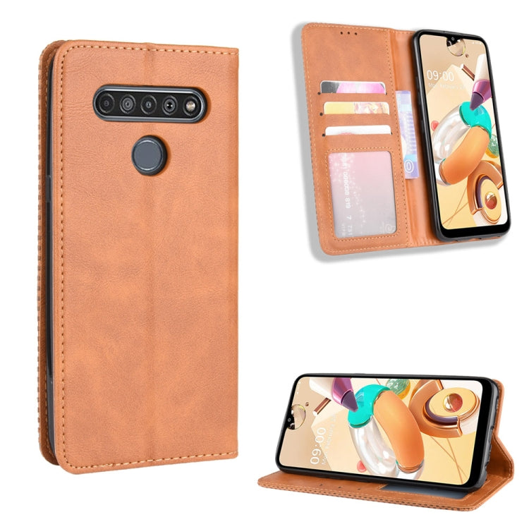 For LG K41S /K51S Magnetic Buckle Retro Crazy Horse Texture Horizontal Flip Leather Case, with Holder & Card Slots & Photo Frame