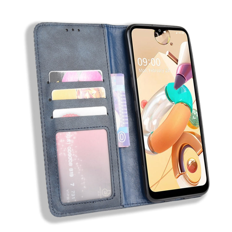 For LG K41S /K51S Magnetic Buckle Retro Crazy Horse Texture Horizontal Flip Leather Case, with Holder & Card Slots & Photo Frame