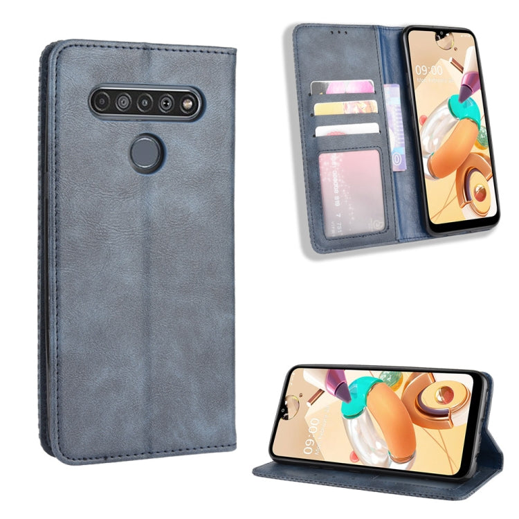 For LG K41S /K51S Magnetic Buckle Retro Crazy Horse Texture Horizontal Flip Leather Case, with Holder & Card Slots & Photo Frame