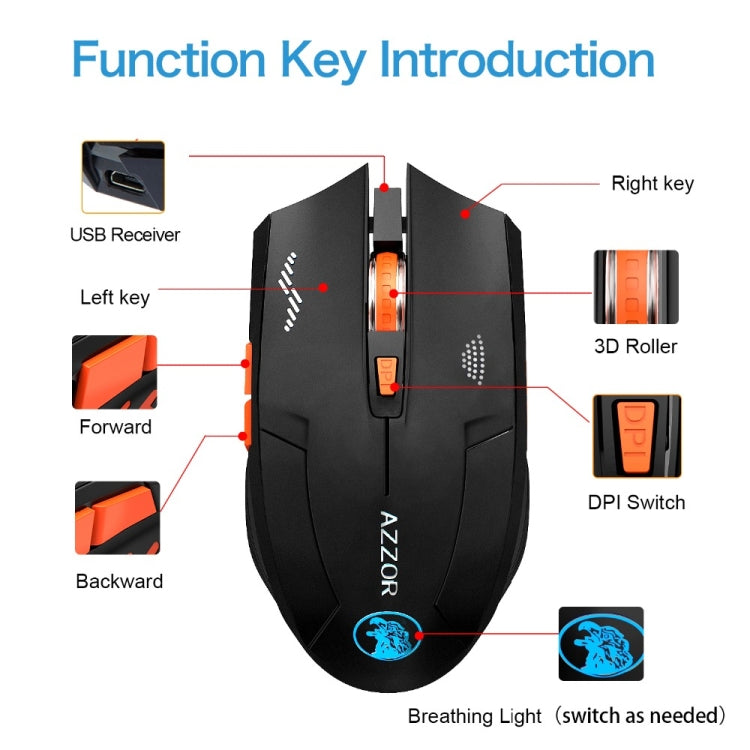 Gaming Button Silent Wireless Mouse 2400dpi Built-in Battery for PC Laptop Computer