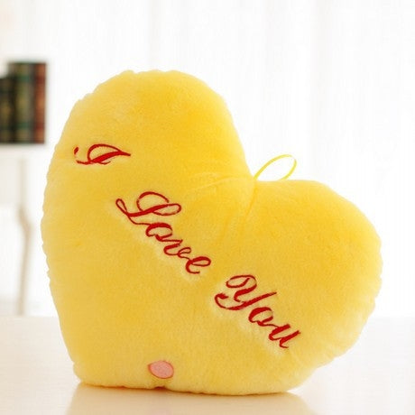 Heart Shaped English Letter Pattern Glowing Light Plush Pillow Toy Cushion