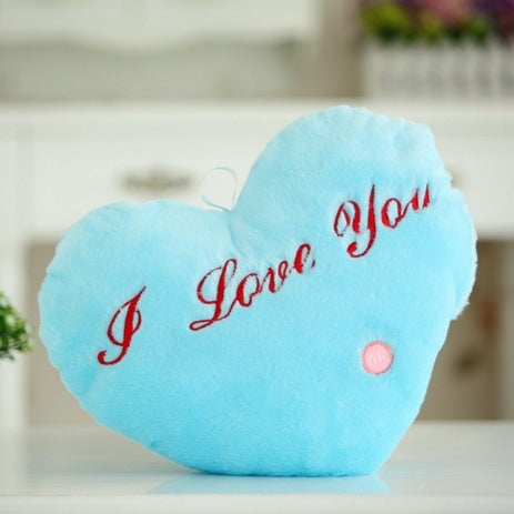Heart Shaped English Letter Pattern Glowing Light Plush Pillow Toy Cushion