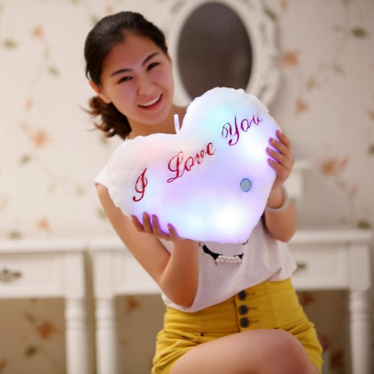 Heart Shaped English Letter Pattern Glowing Light Plush Pillow Toy Cushion