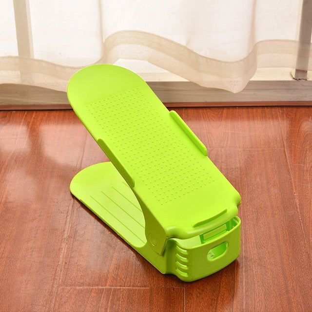Household Simple Adjustable Storage Shoe Rack Shleves Slippers Plastic Bracket Cabinet