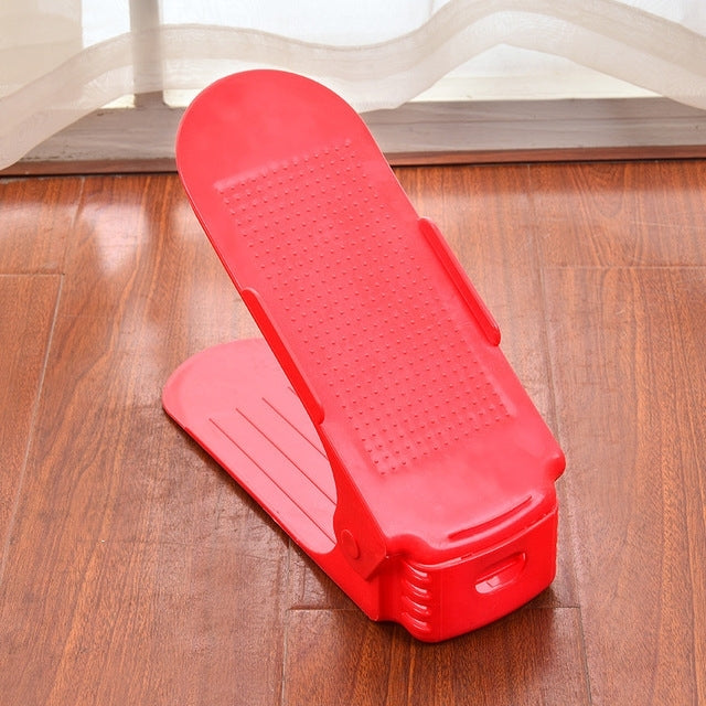 Household Simple Adjustable Storage Shoe Rack Shleves Slippers Plastic Bracket Cabinet