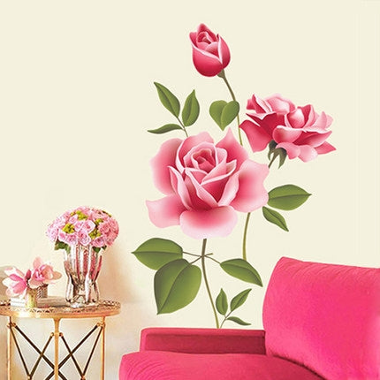 Removable PVC Green Wall Sticker Living Room Bedroom Sofa Classic Rose Wall Sticker
