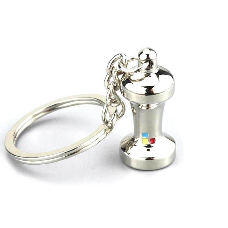 Creative Coffee Appliance Keychain Metal 3D Mini Coffee Pot Pendant, Color:Powder Hammer Nickel