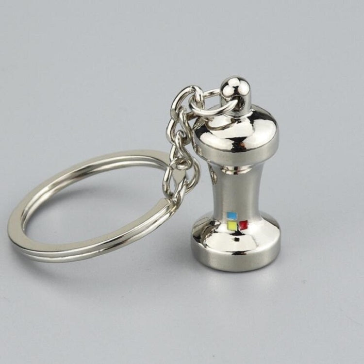 Creative Coffee Appliance Keychain Metal 3D Mini Coffee Pot Pendant, Color:Powder Hammer Nickel
