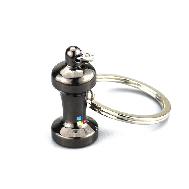 Creative Coffee Appliance Keychain Metal 3D Mini Coffee Pot Pendant, Color:Powder Hammer Black