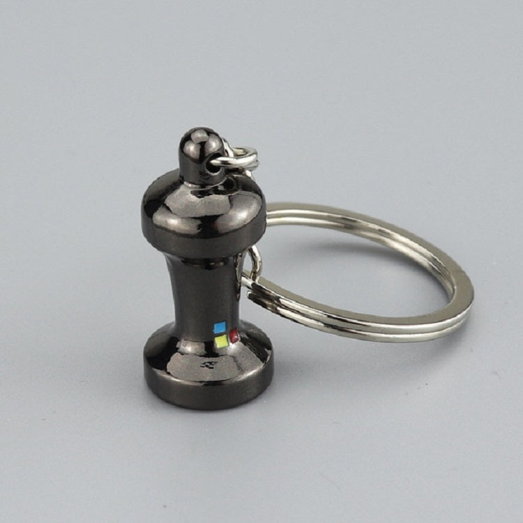 Creative Coffee Appliance Keychain Metal 3D Mini Coffee Pot Pendant, Color:Powder Hammer Black