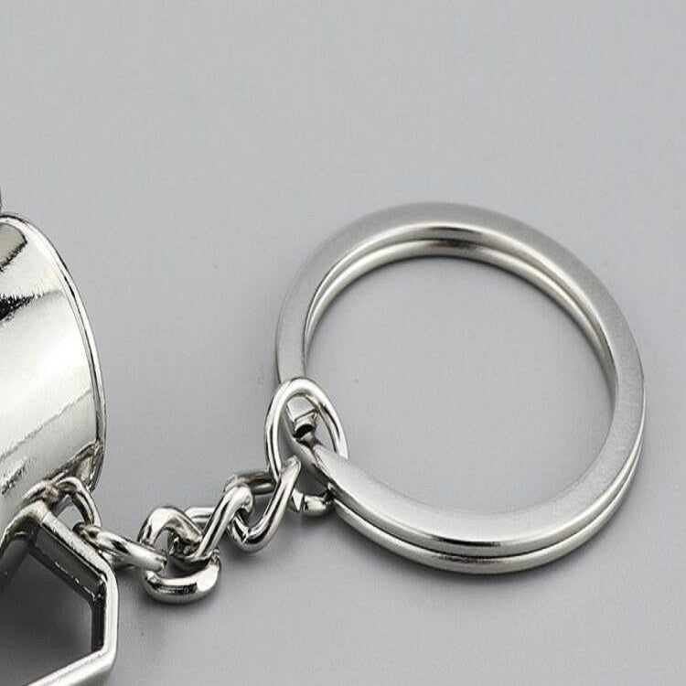 Creative Coffee Appliance Keychain Metal 3D Mini Coffee Pot Pendant, Color:Powder Hammer Black