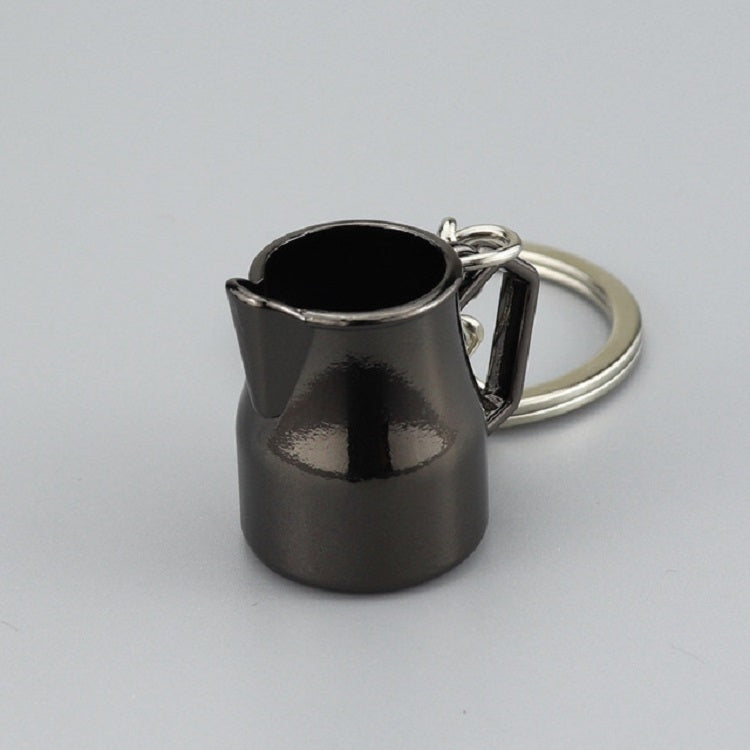 Creative Coffee Appliance Keychain Metal 3D Mini Coffee Pot Pendant, Color:Coffee Pot Black