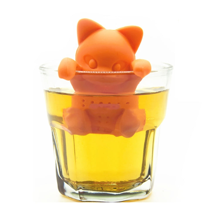 Cute Silicone Cat Filter Reusable Strainer Spice Loose Tea Leaf Herbal Tool(Orange)