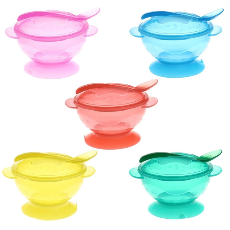3 PCS Baby Non-Slip Double Ear Suction Wall With Lid With Spoon Training Bowl