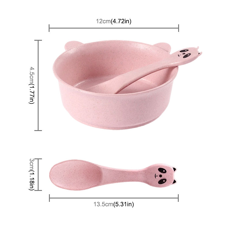 Cartoon Panda Wheat Straw Tableware Set