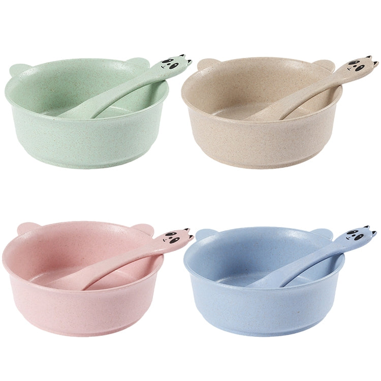 Cartoon Panda Wheat Straw Tableware Set