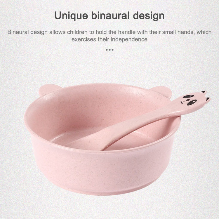 Cartoon Panda Wheat Straw Tableware Set