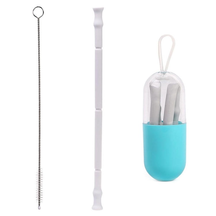 2 Sets Foldable Silicone Straw with Carrying Case & Cleaning Brush, Random Color Delivery