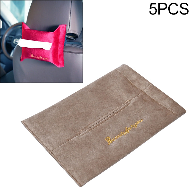 5 PCS Car Velvet Embroidered Tissue Box Storage Bag