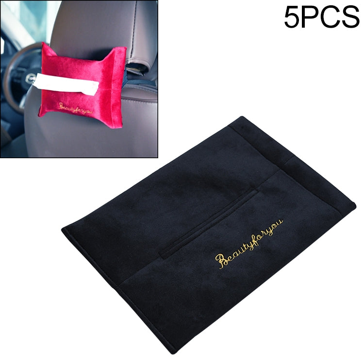 5 PCS Car Velvet Embroidered Tissue Box Storage Bag