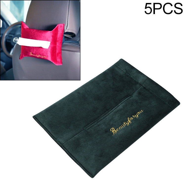 5 PCS Car Velvet Embroidered Tissue Box Storage Bag