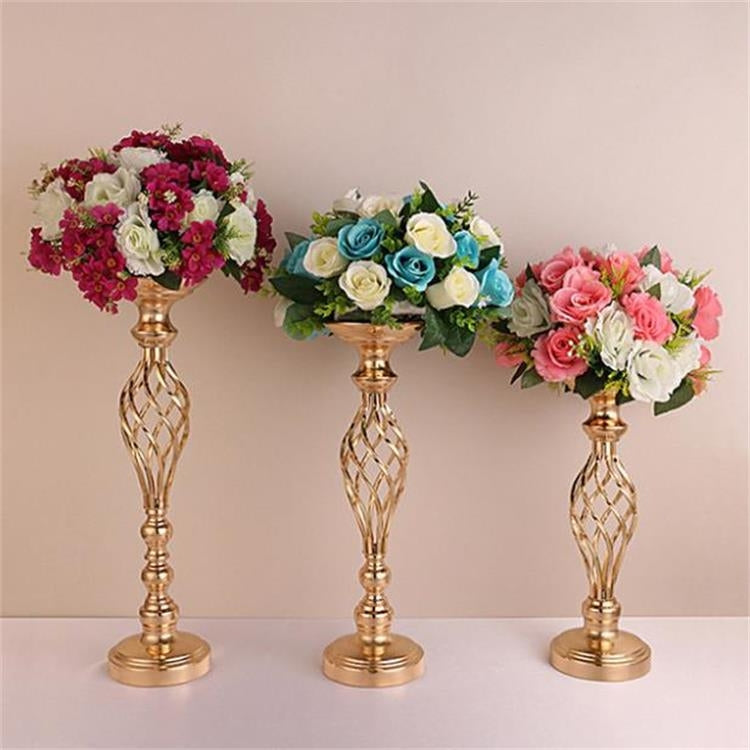 Gold Plated Wrought Iron Candlestick Window Wedding Props Decoration, Size:48cm