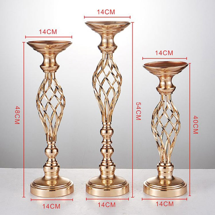 Gold Plated Wrought Iron Candlestick Window Wedding Props Decoration, Size:54cm