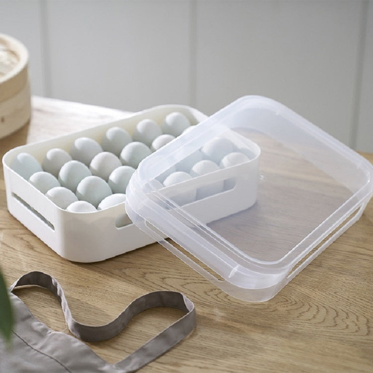 Refrigerator Egg Box Egg Fresh Storage Box Household Egg Bracket with Lid(White)