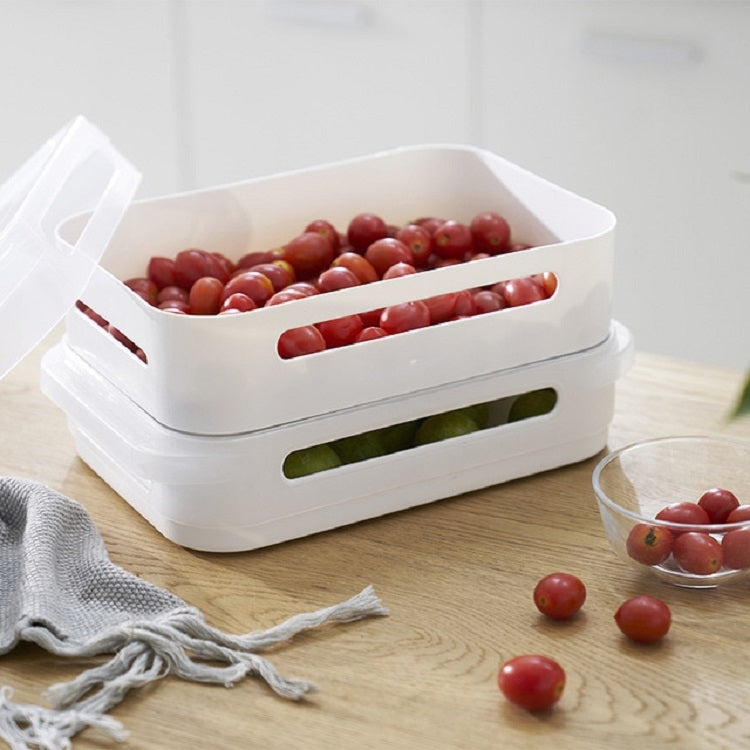 Refrigerator Egg Box Egg Fresh Storage Box Household Egg Bracket with Lid(White)