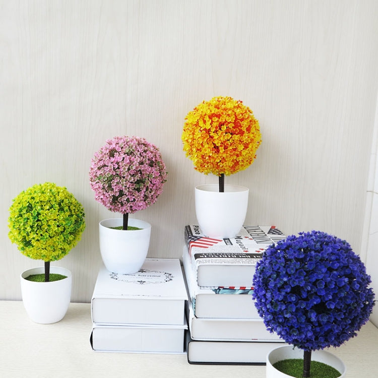 Desktop Simulation Plant Mini Grass Ball Bonsai Decorated Plastic Flower Cherry Blossom Snowball Artificial Flowers